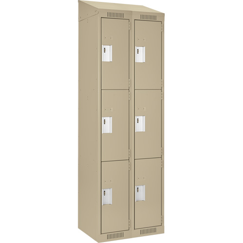 Clean Line Lockers, 3 -tier, Bank of 2, 24" x 18" x 78", Steel, Beige, Rivet (Assembled) Nia-Chem Ltd.