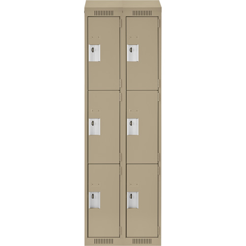 Clean Line Lockers, 3 -tier, Bank of 2, 24" x 18" x 78", Steel, Beige, Rivet (Assembled) Nia-Chem Ltd.
