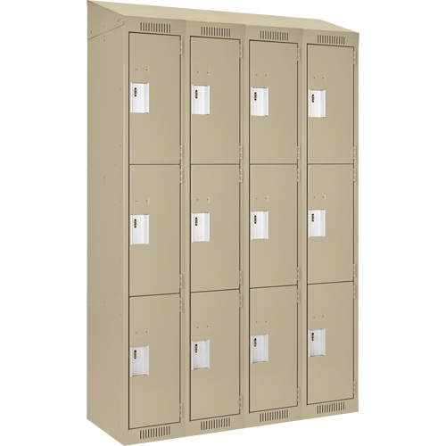 Clean Line Lockers, 3 -tier, Bank of 4, 48" x 18" x 78", Steel, Beige, Rivet (Assembled) Nia-Chem Ltd.