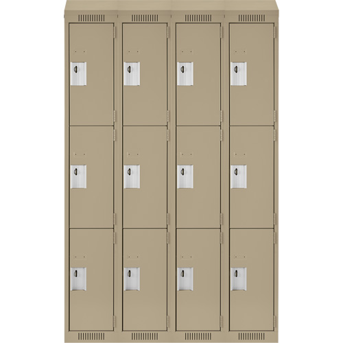 Clean Line Lockers, 3 -tier, Bank of 4, 48" x 18" x 78", Steel, Beige, Rivet (Assembled) Nia-Chem Ltd.
