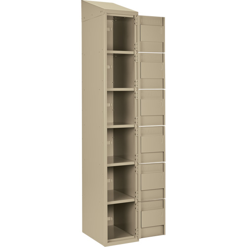 Clean Line Lockerette, 6 -tier, Bank of 4, 48" x 18" x 78", Steel, Beige, Rivet (Assembled) Nia-Chem Ltd.
