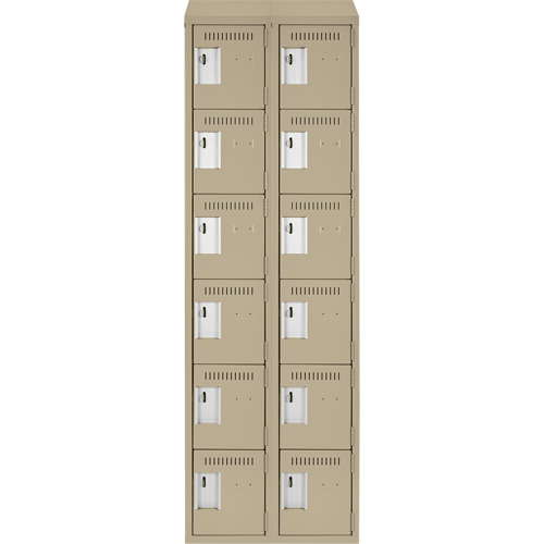 Clean Line Lockerette, 6 -tier, Bank of 2, 24" x 18" x 78", Steel, Beige, Rivet (Assembled) Nia-Chem Ltd.