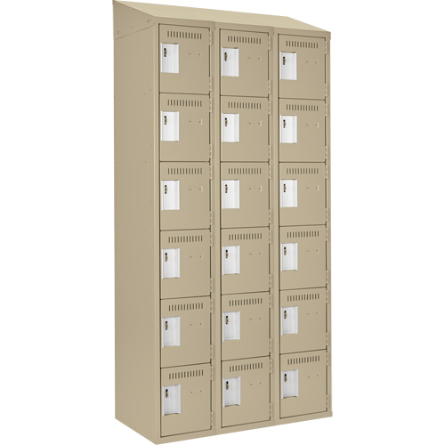 Clean Line Lockerette, 6 -tier, Bank of 3, 36" x 18" x 78", Steel, Beige, Rivet (Assembled) Nia-Chem Ltd.