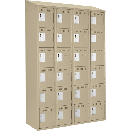 Clean Line Lockerette, 6 -tier, Bank of 4, 48" x 18" x 78", Steel, Beige, Rivet (Assembled) Nia-Chem Ltd.