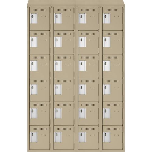Clean Line Lockerette, 6 -tier, Bank of 4, 48" x 18" x 78", Steel, Beige, Rivet (Assembled) Nia-Chem Ltd.