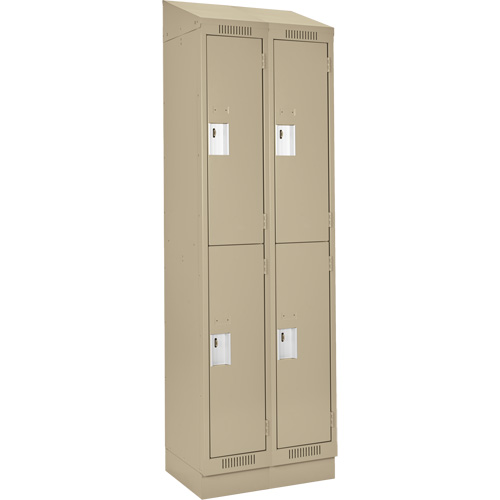 Clean Line Lockers, 2 -tier, Bank of 2, 24" x 18" x 82", Steel, Beige, Rivet (Assembled) Nia-Chem Ltd.