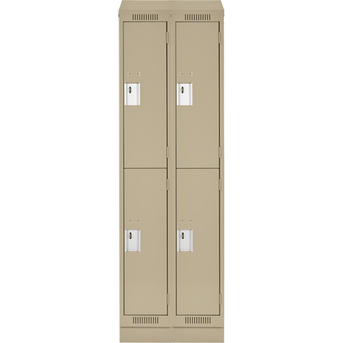 Clean Line Lockers, 2 -tier, Bank of 2, 24" x 18" x 82", Steel, Beige, Rivet (Assembled) Nia-Chem Ltd.