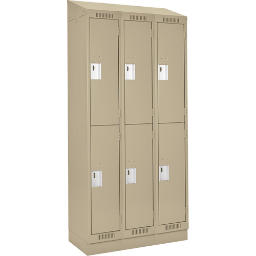 Clean Line Lockers, 2 -tier, Bank of 3, 36" x 18" x 82", Steel, Beige, Rivet (Assembled) Nia-Chem Ltd.