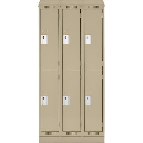 Clean Line Lockers, 2 -tier, Bank of 3, 36" x 18" x 82", Steel, Beige, Rivet (Assembled) Nia-Chem Ltd.