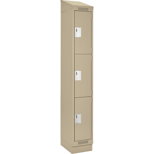 Clean Line Lockers, 3 -tier, 12" x 18" x 82", Steel, Beige, Rivet (Assembled) Nia-Chem Ltd.