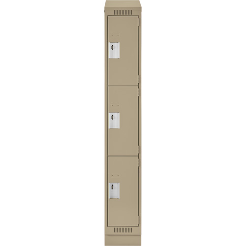 Clean Line Lockers, 3 -tier, 12" x 18" x 82", Steel, Beige, Rivet (Assembled) Nia-Chem Ltd.