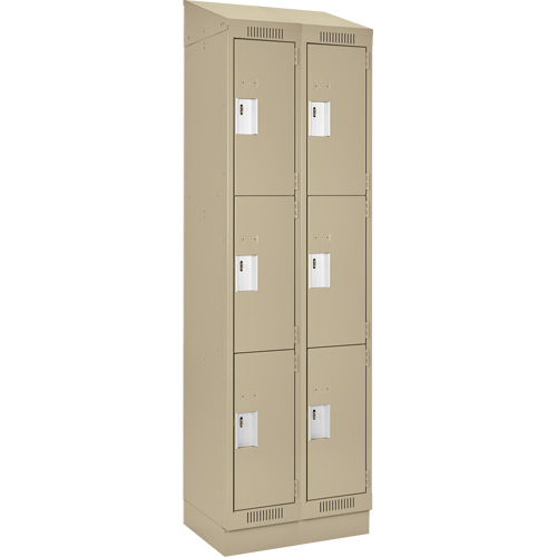 Clean Line Lockers, 3 -tier, Bank of 2, 24" x 18" x 82", Steel, Beige, Rivet (Assembled) Nia-Chem Ltd.