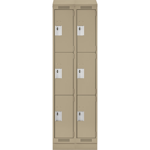 Clean Line Lockers, 3 -tier, Bank of 2, 24" x 18" x 82", Steel, Beige, Rivet (Assembled) Nia-Chem Ltd.