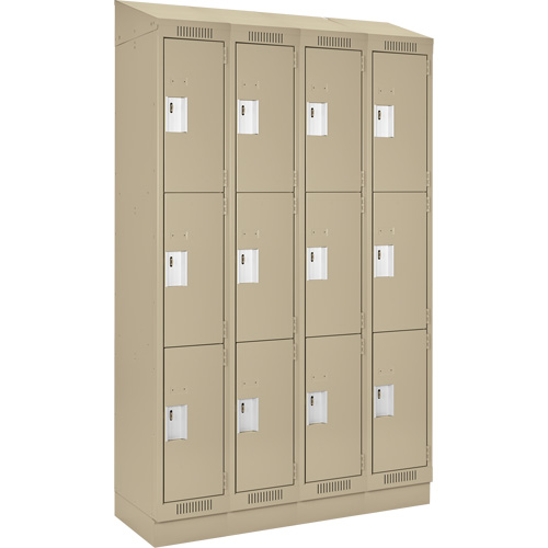 Casiers Clean Line, 3 niveaux, Bloc de 4, 48" x 18" x 82", Acier, Beige, Rivet (assembl&eacute;) Nia-Chem Ltd.