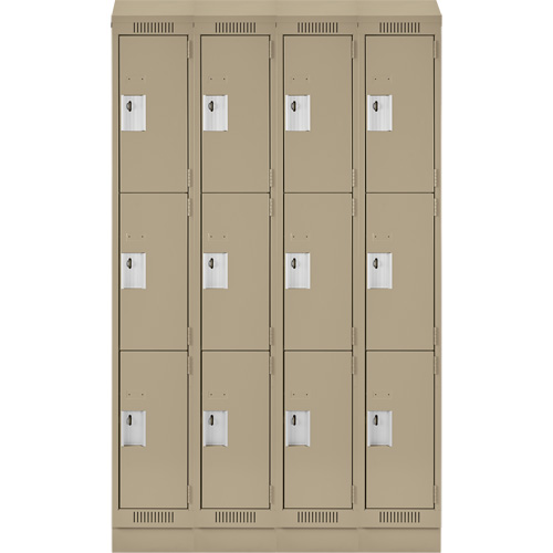 Casiers Clean Line, 3 niveaux, Bloc de 4, 48" x 18" x 82", Acier, Beige, Rivet (assembl&eacute;) Nia-Chem Ltd.