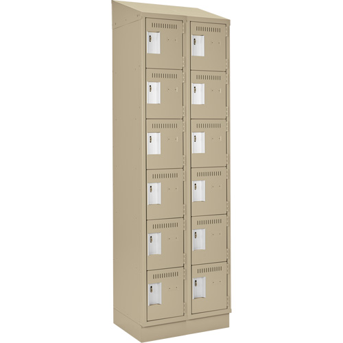 Clean Line Lockerette , 6 -tier, Bank of 2, 24" x 18" x 82", Steel, Beige, Rivet (Assembled) Nia-Chem Ltd.