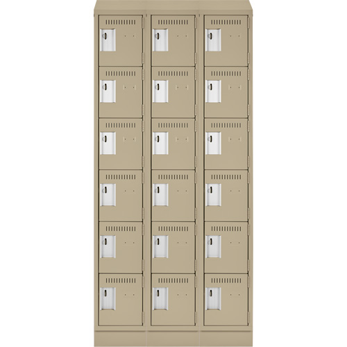 Clean Line Lockerette , 6 -tier, Bank of 3, 36" x 18" x 82", Steel, Beige, Rivet (Assembled) Nia-Chem Ltd.