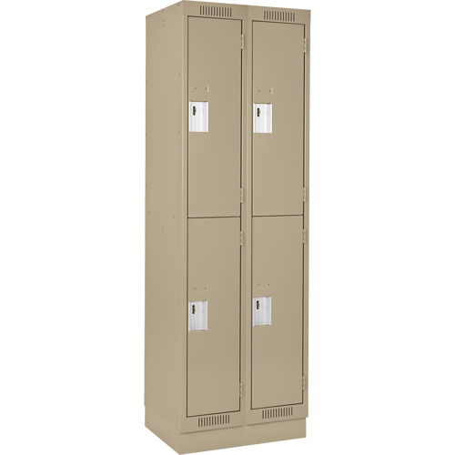 Clean Line Lockers, 2 -tier, Bank of 2, 24" x 18" x 76", Steel, Beige, Rivet (Assembled) Nia-Chem Ltd.