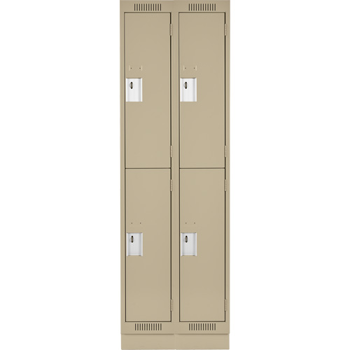 Clean Line Lockers, 2 -tier, Bank of 2, 24" x 18" x 76", Steel, Beige, Rivet (Assembled) Nia-Chem Ltd.