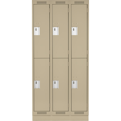 Clean Line Lockers, 2 -tier, Bank of 3, 36" x 18" x 76", Steel, Beige, Rivet (Assembled) Nia-Chem Ltd.