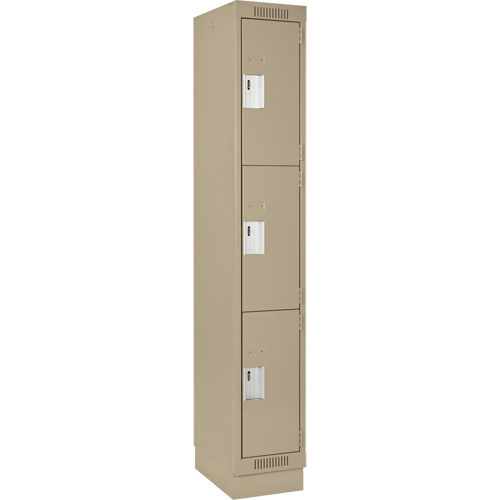 Clean Line Lockers, 3 -tier, 12" x 18" x 76", Steel, Beige, Rivet (Assembled) Nia-Chem Ltd.