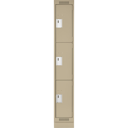 Clean Line Lockers, 3 -tier, 12" x 18" x 76", Steel, Beige, Rivet (Assembled) Nia-Chem Ltd.