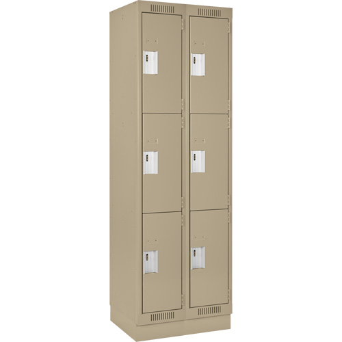 Clean Line Lockers, 3 -tier, Bank of 2, 24" x 18" x 76", Steel, Beige, Rivet (Assembled) Nia-Chem Ltd.