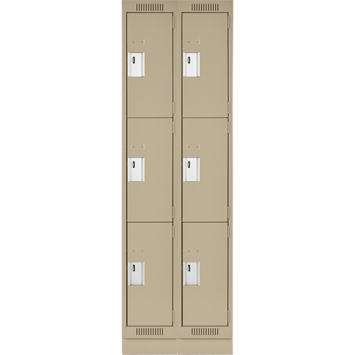 Clean Line Lockers, 3 -tier, Bank of 2, 24" x 18" x 76", Steel, Beige, Rivet (Assembled) Nia-Chem Ltd.