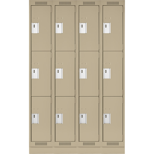 Clean Line Lockers, 3 -tier, Bank of 4, 48" x 18" x 76", Steel, Beige, Rivet (Assembled) Nia-Chem Ltd.
