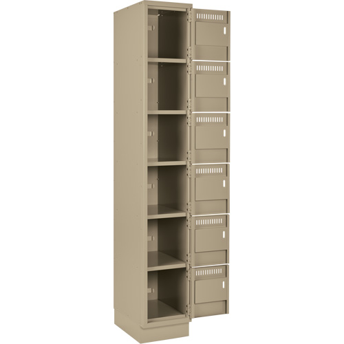 Clean Line Lockerette, 6 -tier, Bank of 4, 48" x 18" x 76", Steel, Beige, Rivet (Assembled) Nia-Chem Ltd.
