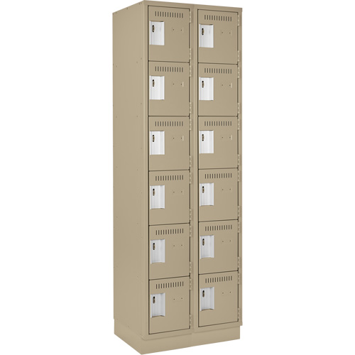 Clean Line Lockerette, 6 -tier, Bank of 2, 24" x 18" x 76", Steel, Beige, Rivet (Assembled) Nia-Chem Ltd.