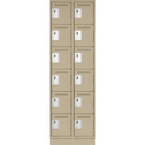 Clean Line Lockerette, 6 -tier, Bank of 2, 24" x 18" x 76", Steel, Beige, Rivet (Assembled) Nia-Chem Ltd.