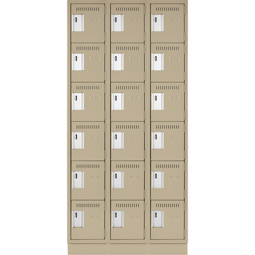 Clean Line Lockerette, 6 -tier, Bank of 3, 36" x 18" x 76", Steel, Beige, Rivet (Assembled) Nia-Chem Ltd.