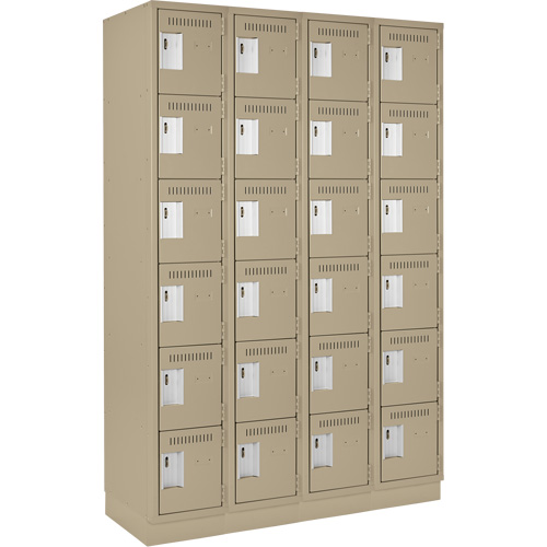 Clean Line Lockerette, 6 -tier, Bank of 4, 48" x 18" x 76", Steel, Beige, Rivet (Assembled) Nia-Chem Ltd.