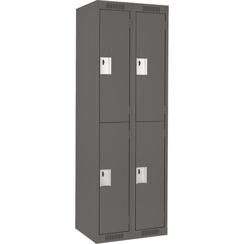 Clean Line Lockers, 2 -tier, Bank of 2, 24" x 18" x 72", Steel, Charcoal, Rivet (Assembled) Nia-Chem Ltd.