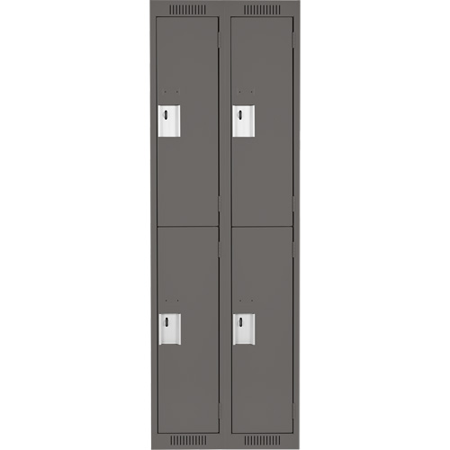 Clean Line Lockers, 2 -tier, Bank of 2, 24" x 18" x 72", Steel, Charcoal, Rivet (Assembled) Nia-Chem Ltd.