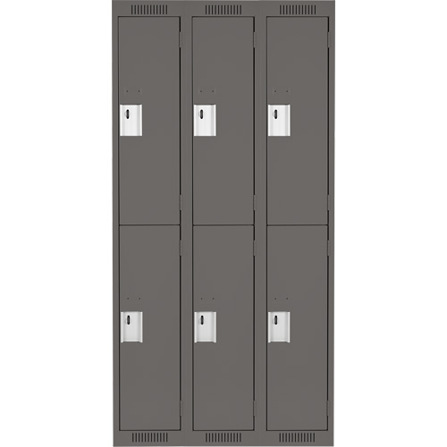 Clean Line Lockers, 2 -tier, Bank of 3, 36" x 18" x 72", Steel, Charcoal, Rivet (Assembled) Nia-Chem Ltd.