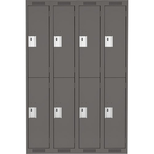 Clean Line Lockers, 2 -tier, Bank of 4, 48" x 18" x 72", Steel, Charcoal, Rivet (Assembled) Nia-Chem Ltd.