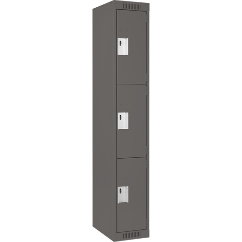 Clean Line Lockers, 3 -tier, 12" x 18" x 72", Steel, Charcoal, Rivet (Assembled) Nia-Chem Ltd.