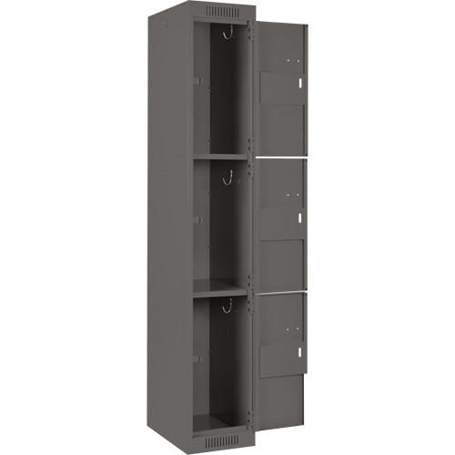 Clean Line Lockers, 3 -tier, Bank of 3, 36" x 18" x 72", Steel, Charcoal, Rivet (Assembled) Nia-Chem Ltd.