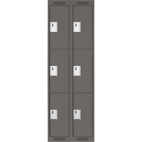 Clean Line Lockers, 3 -tier, Bank of 2, 24" x 18" x 72", Steel, Charcoal, Rivet (Assembled) Nia-Chem Ltd.