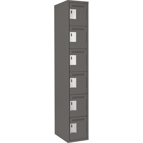 Clean Line Lockerette, 6 -tier, 12" x 18" x 72", Steel, Charcoal, Rivet (Assembled) Nia-Chem Ltd.