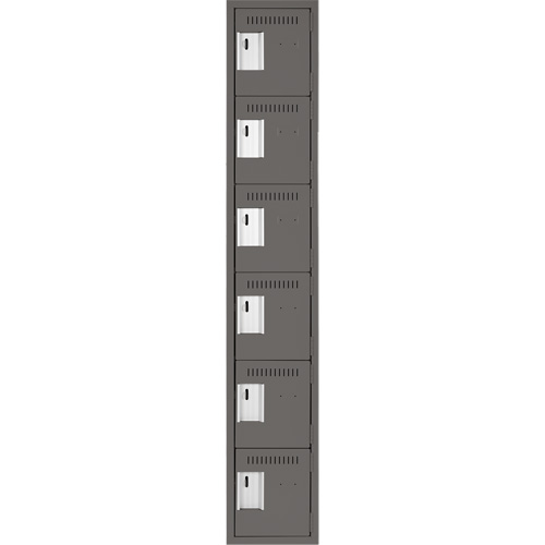 Clean Line Lockerette, 6 -tier, 12" x 18" x 72", Steel, Charcoal, Rivet (Assembled) Nia-Chem Ltd.