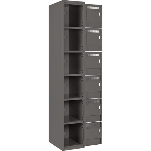 Clean Line Lockerette, 6 -tier, Bank of 4, 48" x 18" x 72", Steel, Charcoal, Rivet (Assembled) Nia-Chem Ltd.