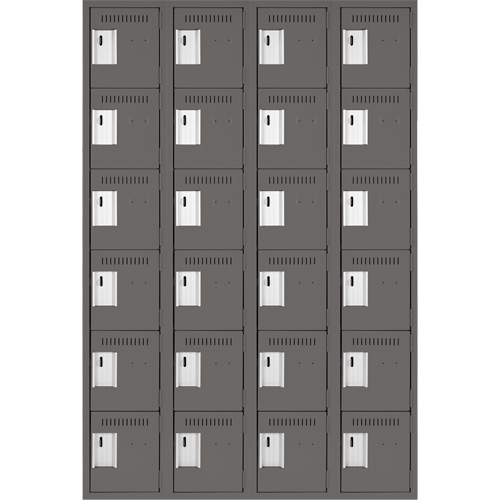 Clean Line Lockerette, 6 -tier, Bank of 4, 48" x 18" x 72", Steel, Charcoal, Rivet (Assembled) Nia-Chem Ltd.