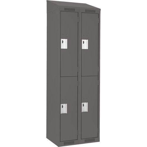 Clean Line Lockers, 2 -tier, Bank of 2, 24" x 18" x 78", Steel, Charcoal, Rivet (Assembled) Nia-Chem Ltd.