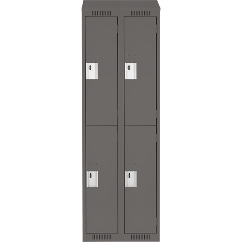 Clean Line Lockers, 2 -tier, Bank of 2, 24" x 18" x 78", Steel, Charcoal, Rivet (Assembled) Nia-Chem Ltd.