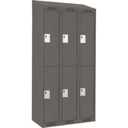 Casiers Clean Line, 2 niveaux, Bloc de 3, 36" x 18" x 78", Acier, Charbon, Rivet (assembl&eacute;) Nia-Chem Ltd.