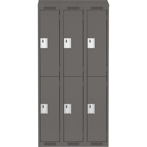 Casiers Clean Line, 2 niveaux, Bloc de 3, 36" x 18" x 78", Acier, Charbon, Rivet (assembl&eacute;) Nia-Chem Ltd.