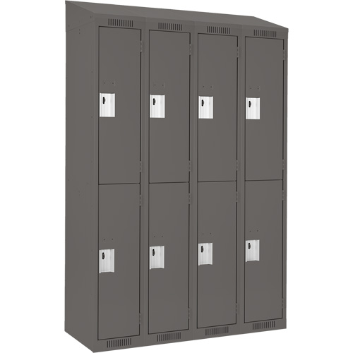 Casiers Clean Line, 2 niveaux, Bloc de 4, 48" x 18" x 78", Acier, Charbon, Rivet (assembl&eacute;) Nia-Chem Ltd.
